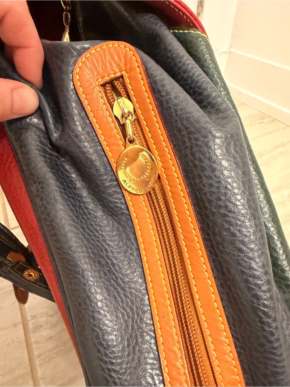 Alfred Sung Leather Colorblock Backpack - Picture 4 of 9